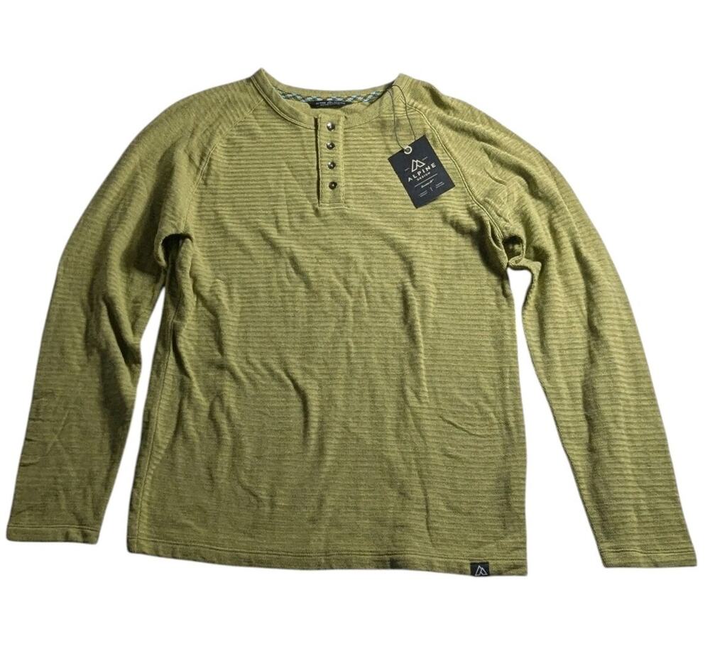 Alpine Design Men's Small Sweater Long Sleeve Birch Mountain Henley Aspen Leaf